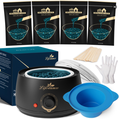 Lifestance Waxing Kit- Wax Warmer for Hair Removal Kit- Wax Starter Kit with 19 Items Hard Wax Kit for Full Body Legs Face Eyebrows Bikini Brazilian