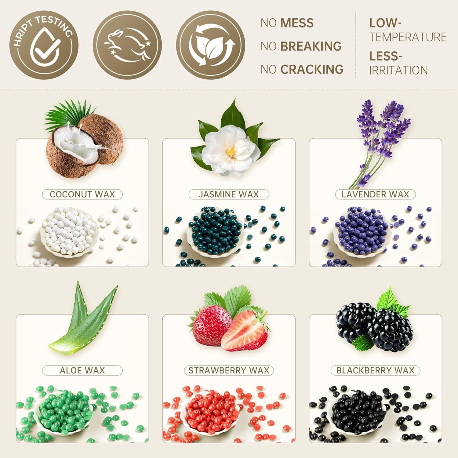 Lifestance Wax Beads Set, 4 Kinds of Waxing Beads, Hard Wax Beans with 44 Items, Perfect for Any Wax Warmers, Wax Beads for Hair Removal for Brazilian Bikini, Brazilian, Legs, Body