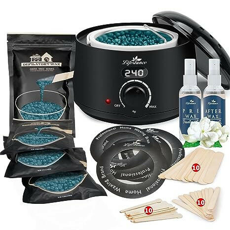Lifestance Waxing Kit For All Hair Types - 4 Packs of Green Wax Beads: Salon-grade Hair Removal