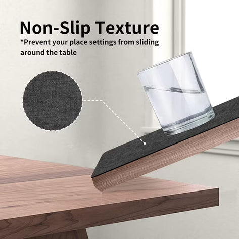 Lifestance Faux Leather Placemats Set of 6, Waterproof Heat Resistant Non Slip Dining Table Mats, 17x12 inch Rectangle Black, Indoor Outdoor Use
