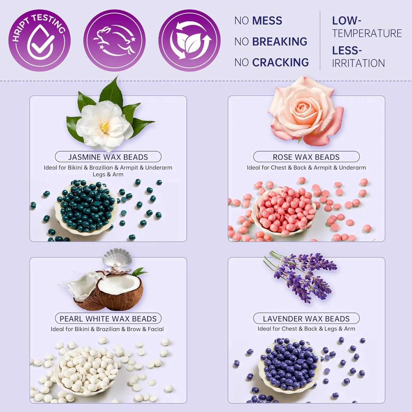 Lifestance Waxing Kit for Women & Men, L3 Amethyst Digital Wax Warmer 14.1oz Hard Wax Beads & Oil Spray for Brazilian, Bikini, Face Body Hair Removal