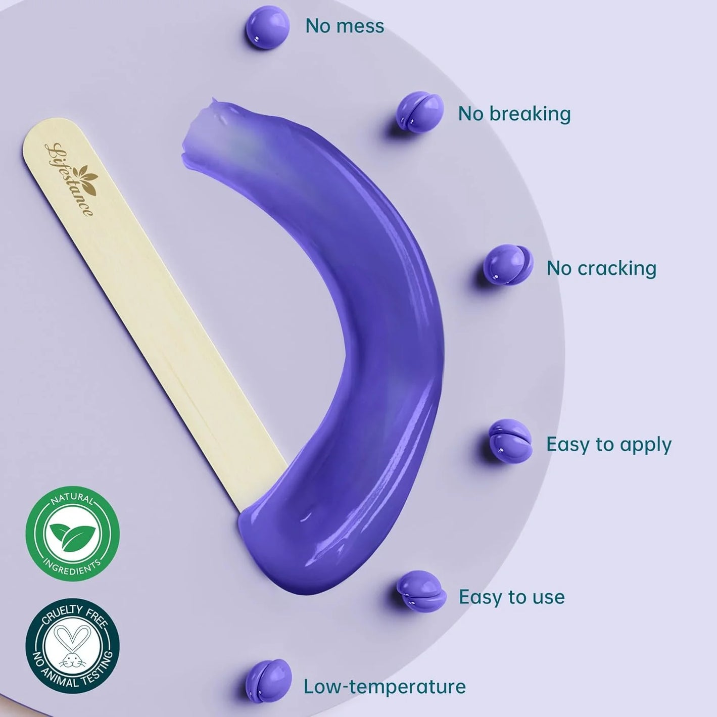 Lifestance 2.5lb/40oz Lavender Hard Brazilian Bikini Wax Beads Kit for at Home Sensitive Skin Hair Removal on Face, Body, Legs, Underarms, Eyebrow