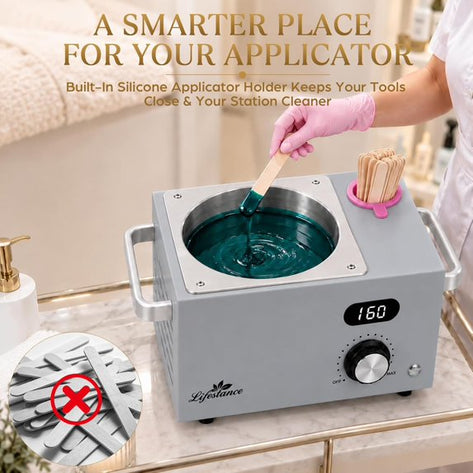 Lifestance 3L Professional Digital Wax Pot Warmer Kit for Spa Salon & Home,Silver Wax Heater with LED Temperature Control, 100 Sticks & 200 Wax Strips