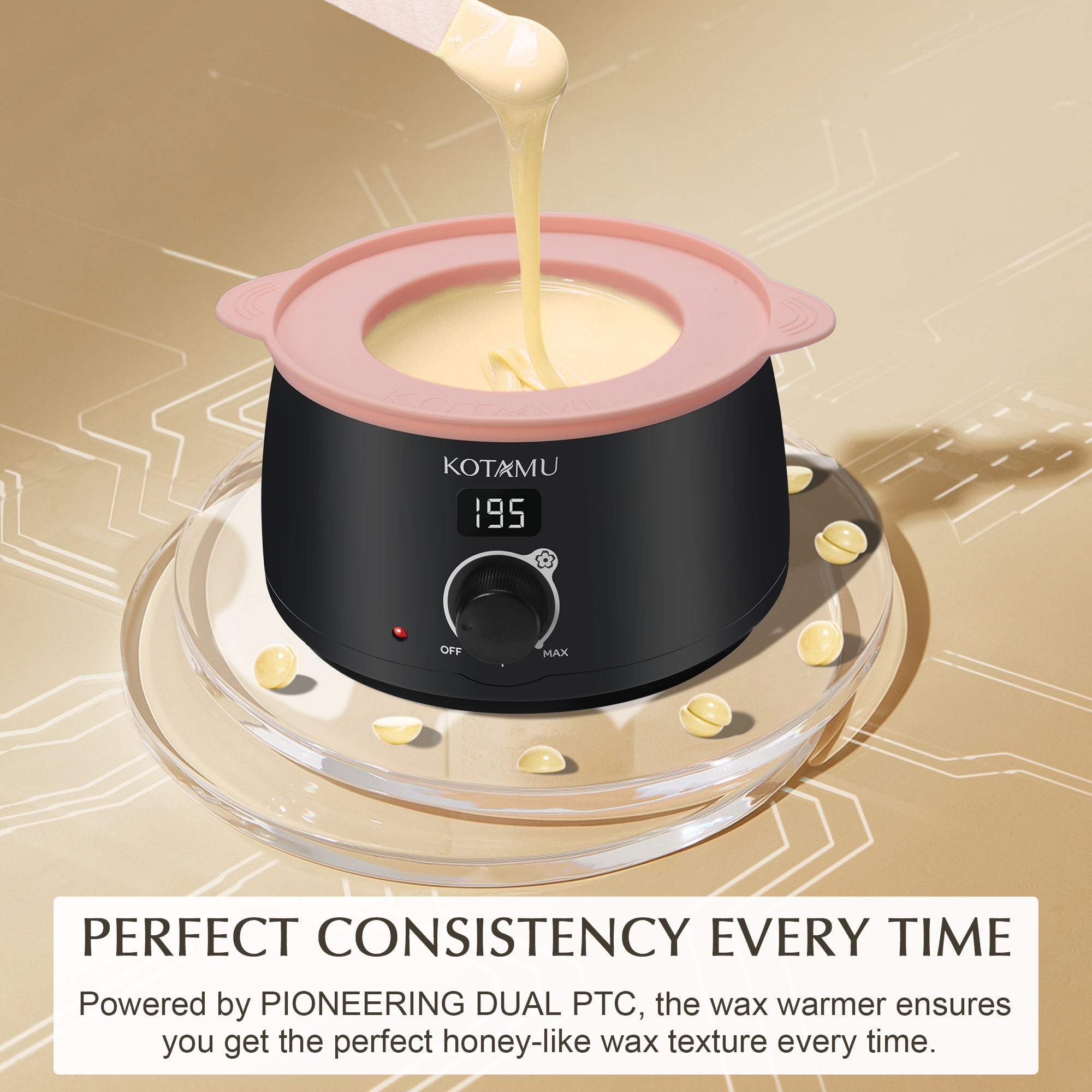 KOTAMU Black Hard Waxing Kit-Professional Wax Warmer for Women& Men Hair Removal for Face Bikin Brazilian Leg Home Salon