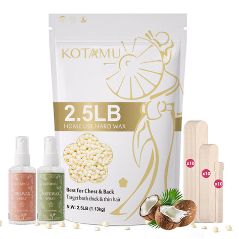 KOTAMU Hard Wax Beads for Women & Men Hair Removal, Cream Wax Beans for Full Body Sensitive Skin Chest Back Leg Facial Bikini Brazilian Waxing, 2.5lb Refill Waxing Beads Target Thick & Thin Hair