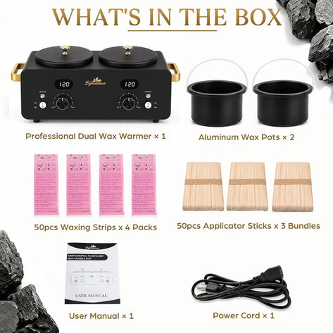 Lifestance 1.6L Professional Digital Double Wax Pots Warmer Kit for Spa Salon & Home Hair Removal, Black Wax Heater with Dual LCD Temperature Control