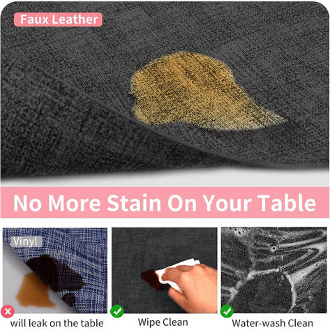 Lifestance Faux Leather Placemats Set of 6, Waterproof Heat Resistant Non Slip Dining Table Mats, 17x12 inch Rectangle Black, Indoor Outdoor Use