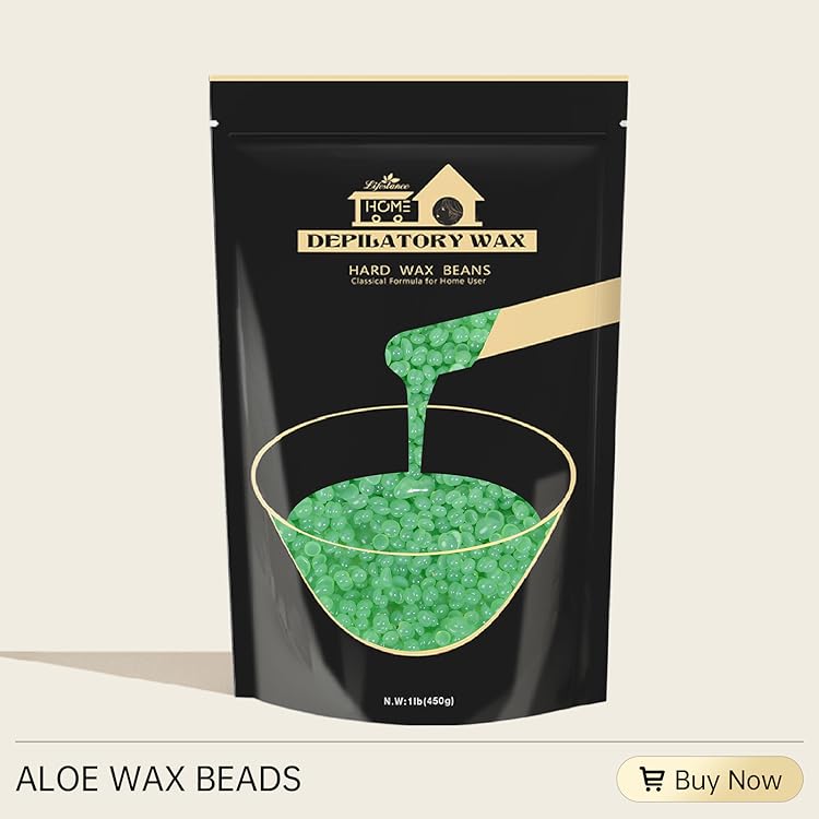 Lifestance Aloe Vera Wax Beads, Wax for Sensitive Skin, Hair Removal Wax Beans for Face, Legs, Coarse & Fine Hair, Pearl Beads, Unisex, 16 Ounce, 20 Count