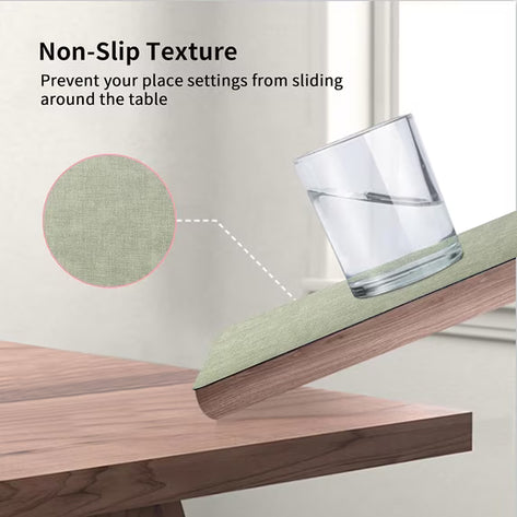 Lifestance Faux Leather Placemats Set of 6, Waterproof Heat Resistant Non Slip Dining Table Mats, 17x12 inch Rectangle Sage Green, Indoor Outdoor Use