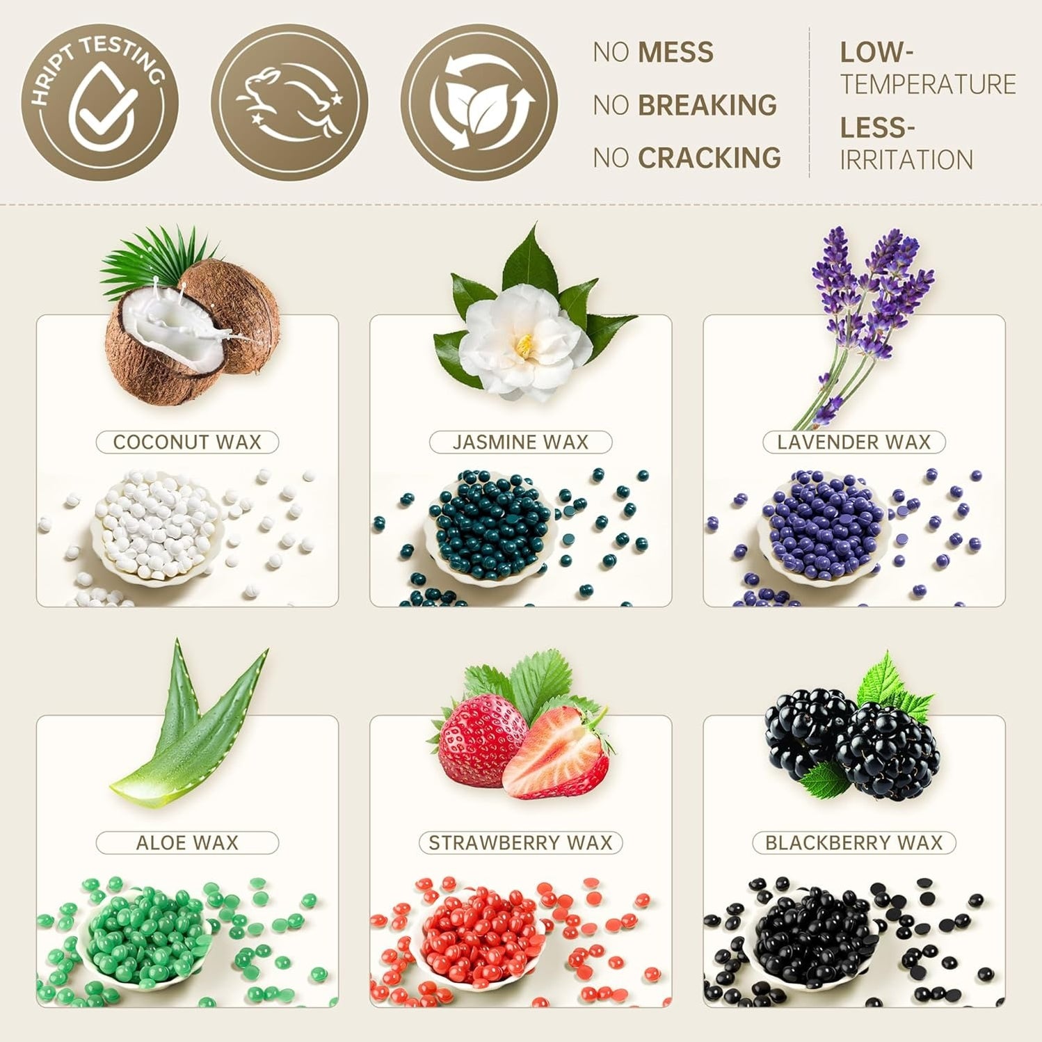 Lifestance Wax Beads Set, 4 Kinds of Waxing Beads, Hard Wax Beans with 44 Items Silicone Spatulas, Perfect for Any Wax Warmers, Wax Beads for Hair Removal for Eyebrow, Face, Body