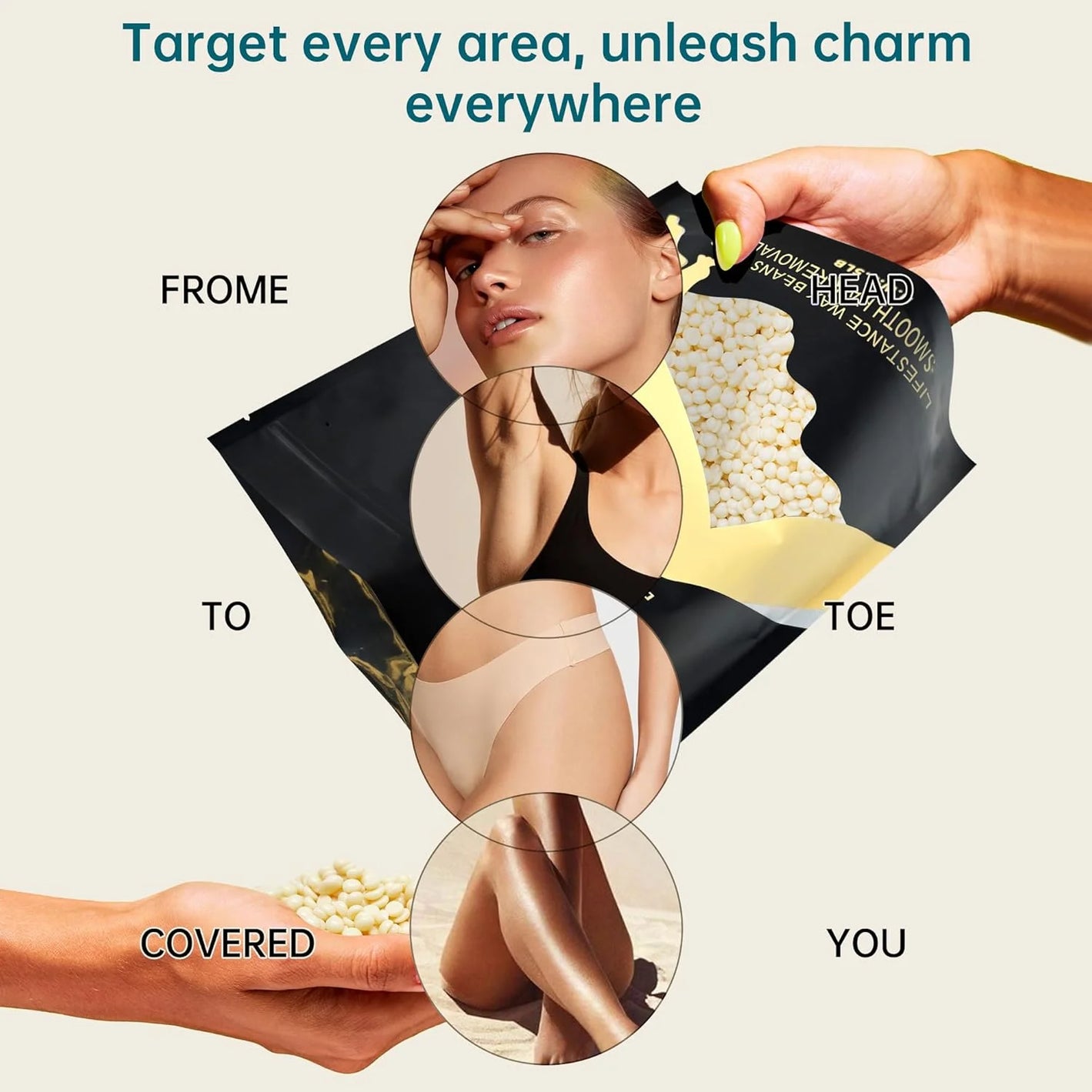 Lifestance 2.5lb/40oz Coconut Cream Hard Brazilian Bikini Wax Beads Kit for Hair Removal at Home Sensitive Skin Face and Full Body for Women & Men