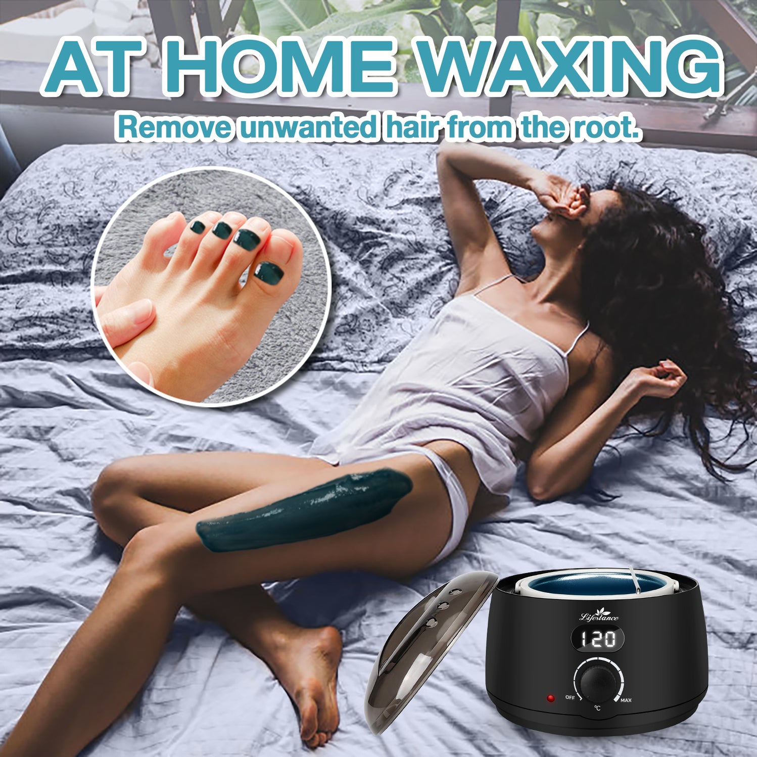 Lifestance Waxing Kit- 3 Packs of Wax Beads with 42 Items- Wax Pots Professional for All Hair Types- Eyebrow- Facial- Bikini