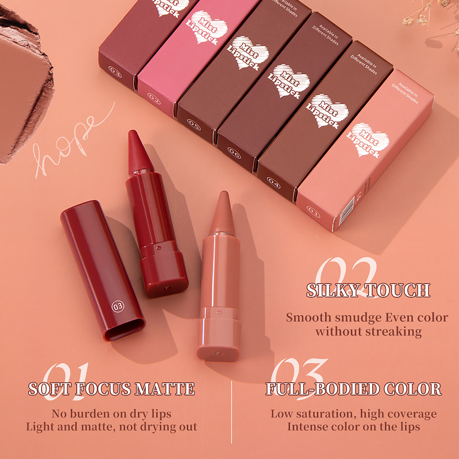 POT WARMER Luxe Matte Lipstick - Long-Lasting Creamy Color with Vitamin E