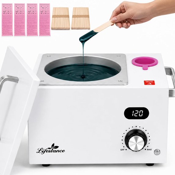 Lifestance 3L Professional Digital Wax Pot Warmer Kit for Spa Salon & Home, White Wax Heater with LED Temperature Control, 100 Sticks & 200 Wax Strips