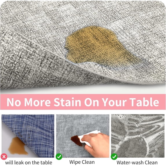 Lifestance Faux Leather Placemats Set of 6, Waterproof Heat Resistant Non Slip Dining Table Mats, 17x12 inch Rectangle Grey, Indoor Outdoor Use