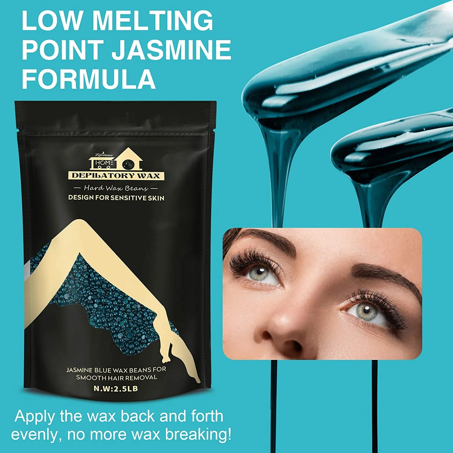 Lifestance 2.5lb/40oz Hard Wax Beads for Hair Removal Kit - Waxing Beans Large Refill with 30 Sticks for Sensitive Skin, Brazilian, Bikini, Full Body