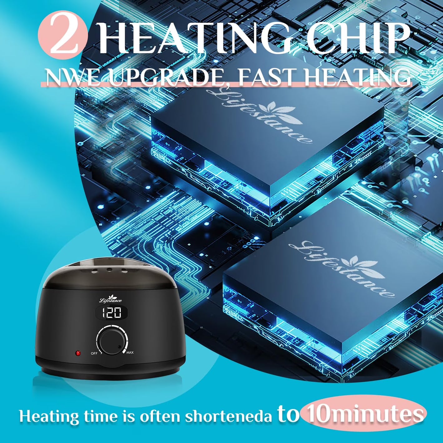 Lifestance Professional Wax Pot Warmer, 500ml 14oz LCD Digital Wax Melt Machine for Women & Men at Home Hair Removal - Black