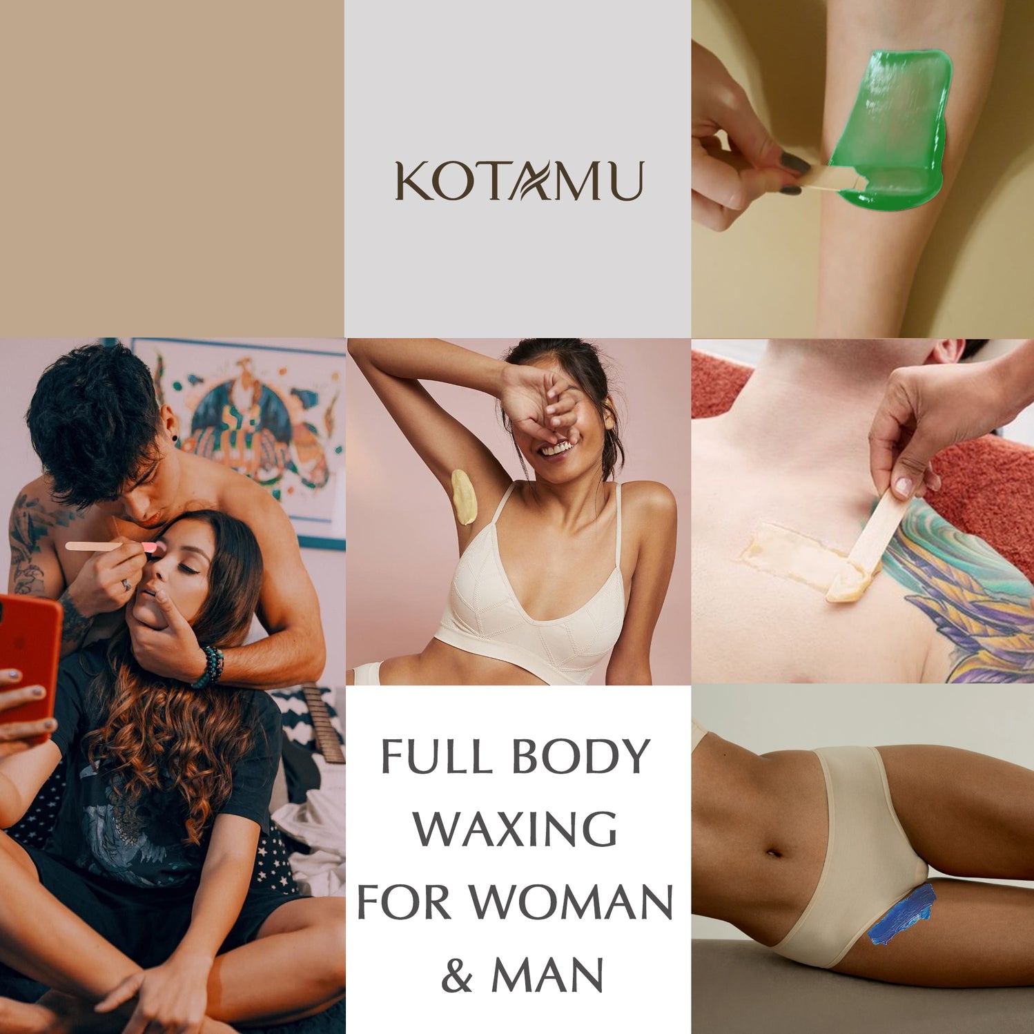 KOTAMU Black Hard Waxing Kit-Professional Wax Warmer for Women& Men Hair Removal for Face Bikin Brazilian Leg Home Salon