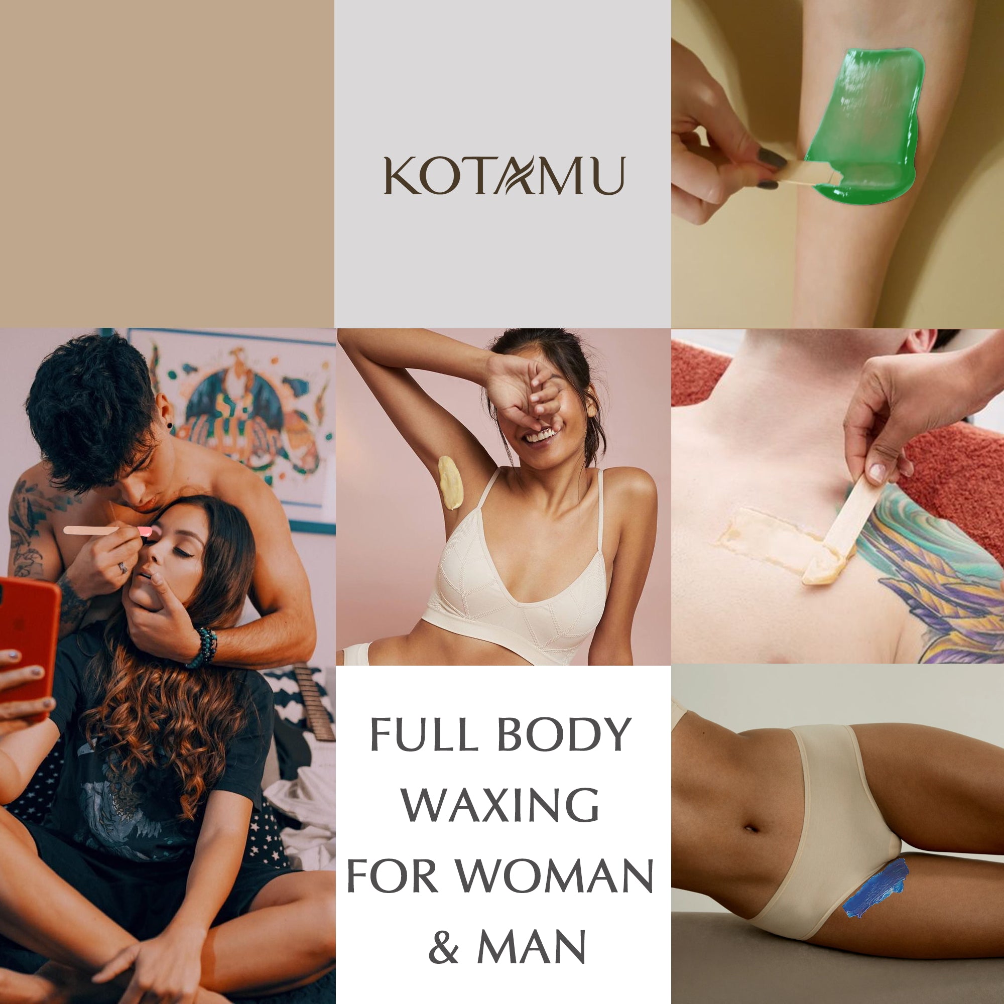 KOTAMU Black Hard Waxing Kit-Professional Wax Warmer for Women& Men Hair Removal for Face Bikin Brazilian Leg Home Salon
