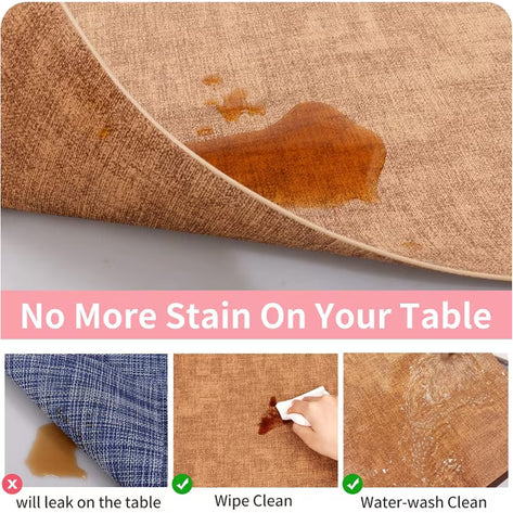 Lifestance Faux Leather Placemats Set of 6, Waterproof Heat Resistant Non Slip Dining Table Mats, 17x12 inch Rectangle Brown, Indoor Outdoor Use