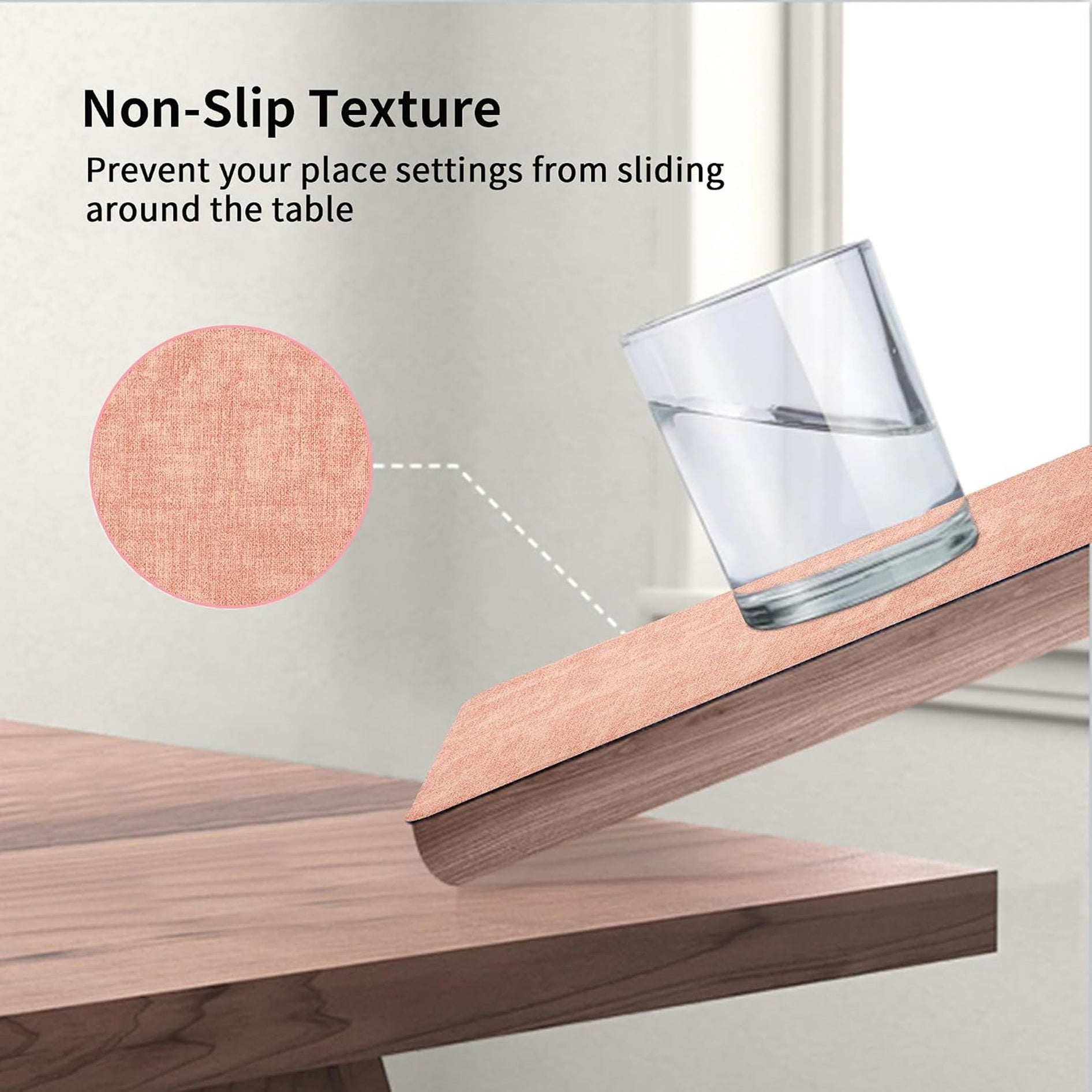 Lifestance Faux Leather Placemats Set of 6, Waterproof Heat Resistant Non Slip Dining Table Mats, 17x12 inch Rectangle Peachy Pink, Indoor Outdoor Use