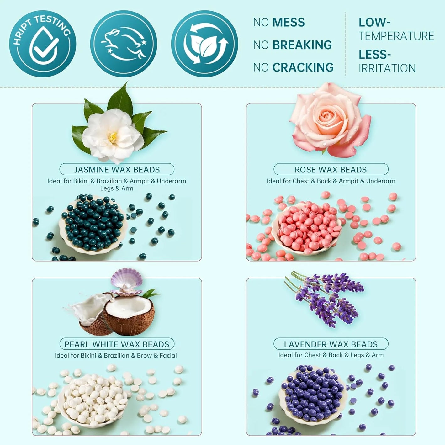 Lifestance Hair Removal Waxing Kit for Women & Men, at Home Use Velvimint Digital Warmer with 4 Bags 3.5 oz Wax Beads for Full Body Coarse, Fine Hair