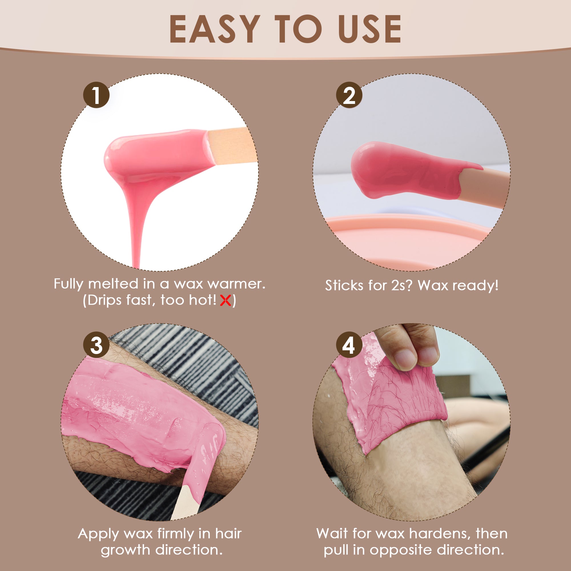 KOTAMU Pink Wax Beans for Hair Removal, 2.5lb, Hard Wax for Face, Eyebrow, Bikini, Brazilian, Leg, Body, Sensitive Skin, Ideal for Women Home Salon Waxing