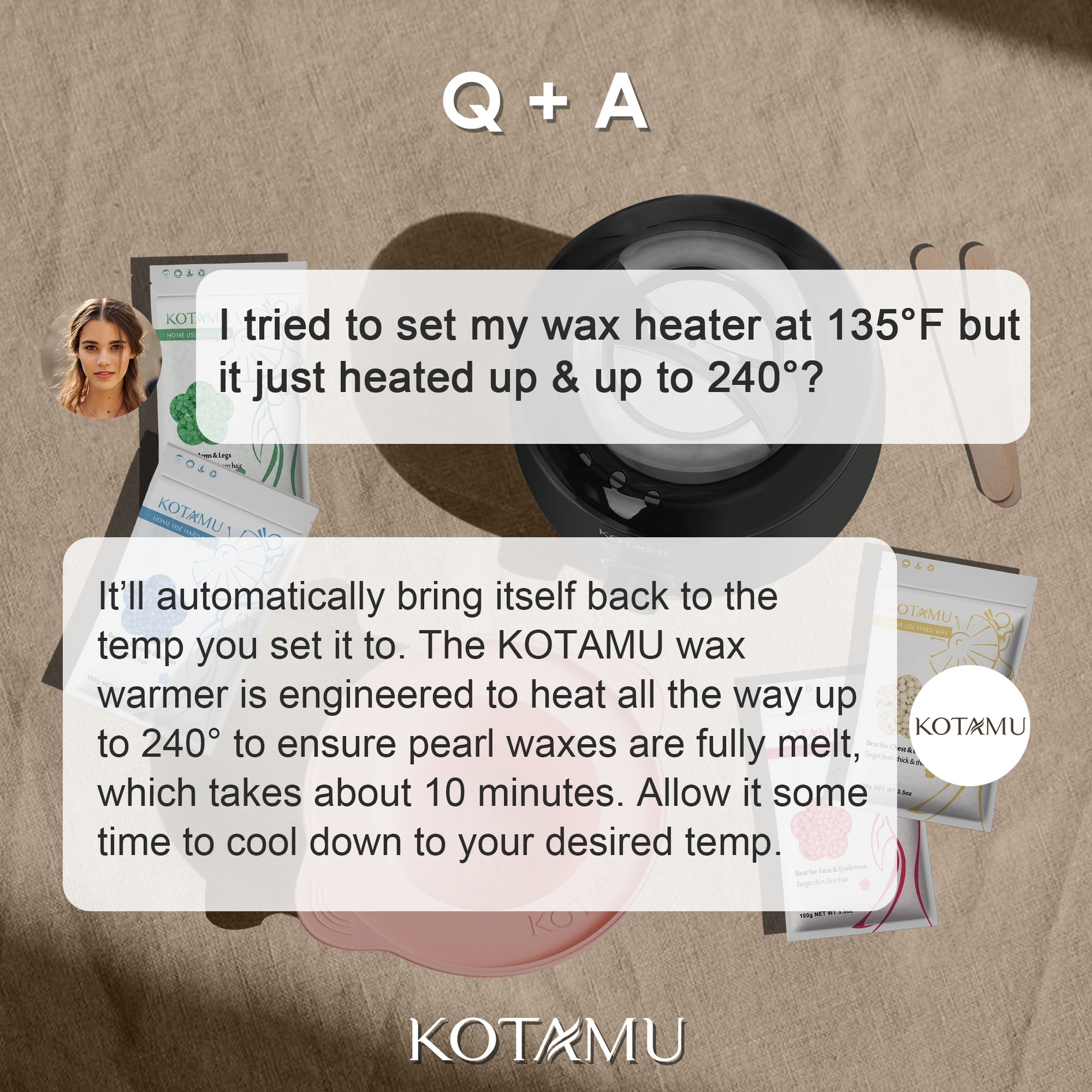 KOTAMU Black Hard Waxing Kit-Professional Wax Warmer for Women& Men Hair Removal for Face Bikin Brazilian Leg Home Salon