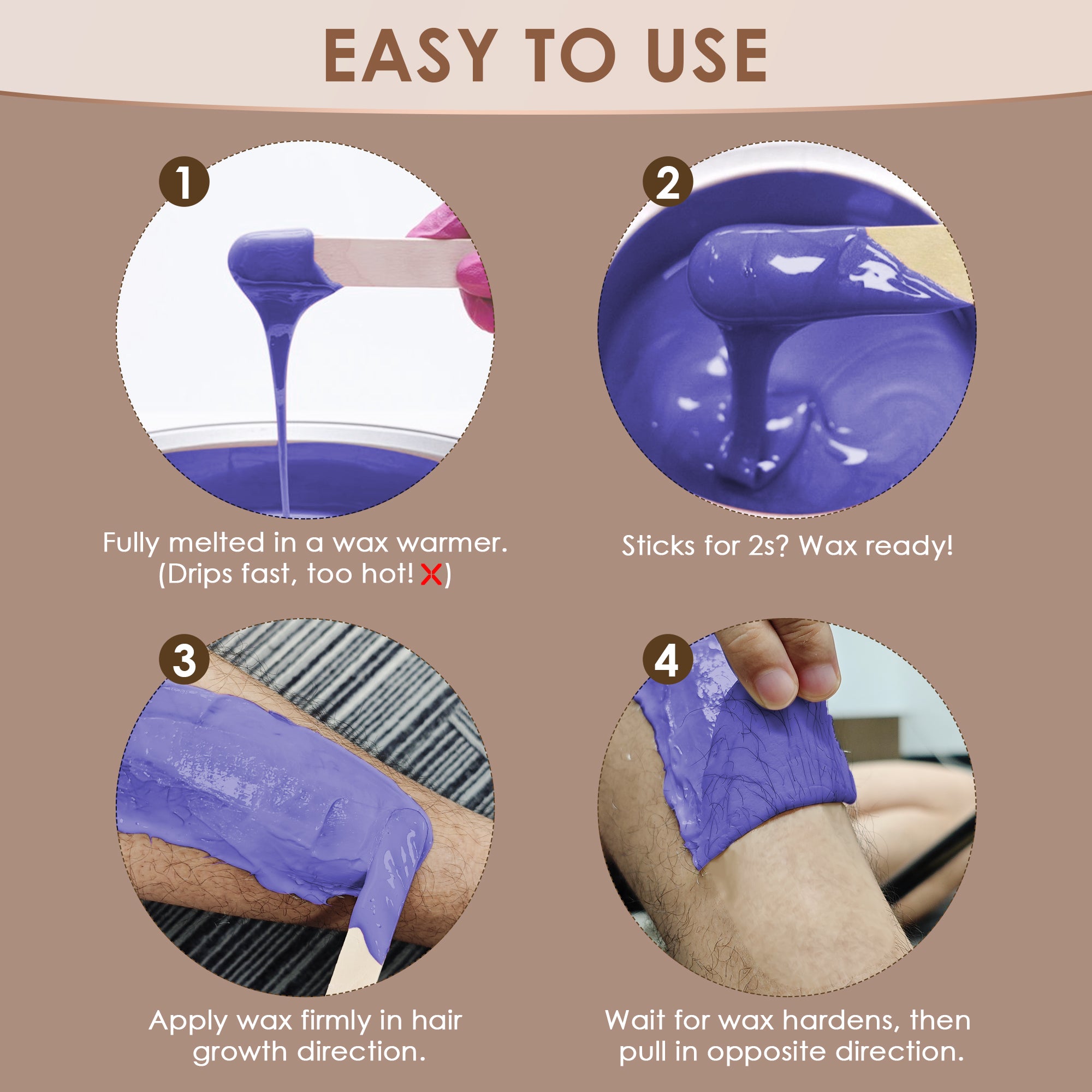 Roll over image to zoom in KOTAMU Wax Beads for Hair Removal, Professional Waxing Beads for Underarms, Chin, Bikini, Brazilian, Facial, Arm, Leg, Sensitive Skin, 2.5lb Hard Wax Target Thick Thin Hair, Wax Beans for Women & Men