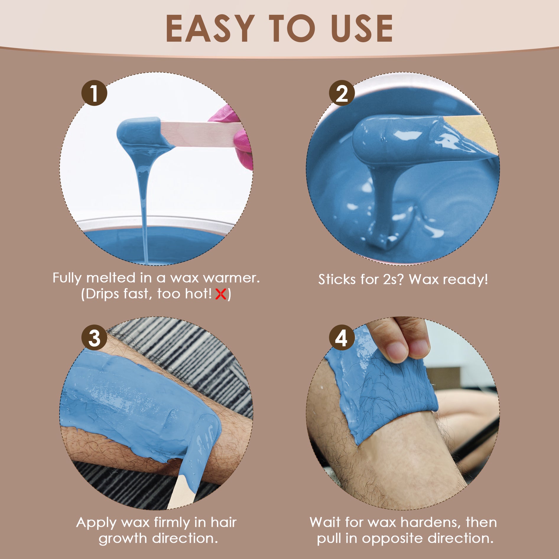 KOTAMU Wax Beads, 2.5lb Hard Wax for Bikini Brazilian Sensitive Skin Facial Leg Body Waxing, Professional Waxing Beads Target Coarse Hair Removal, Blue Wax Beans for Women Men at Home & Salon Use