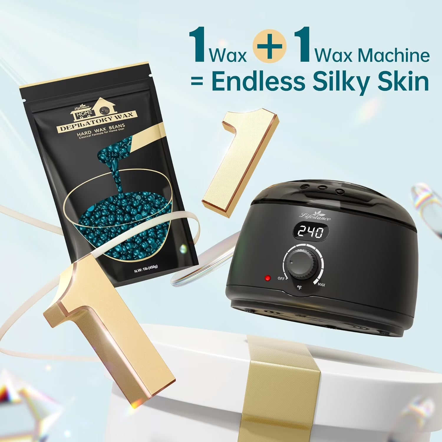 Lifestance Professional Wax Pot Warmer, 500ml 14oz LCD Digital Wax Melt Machine for Women & Men at Home Hair Removal - Black
