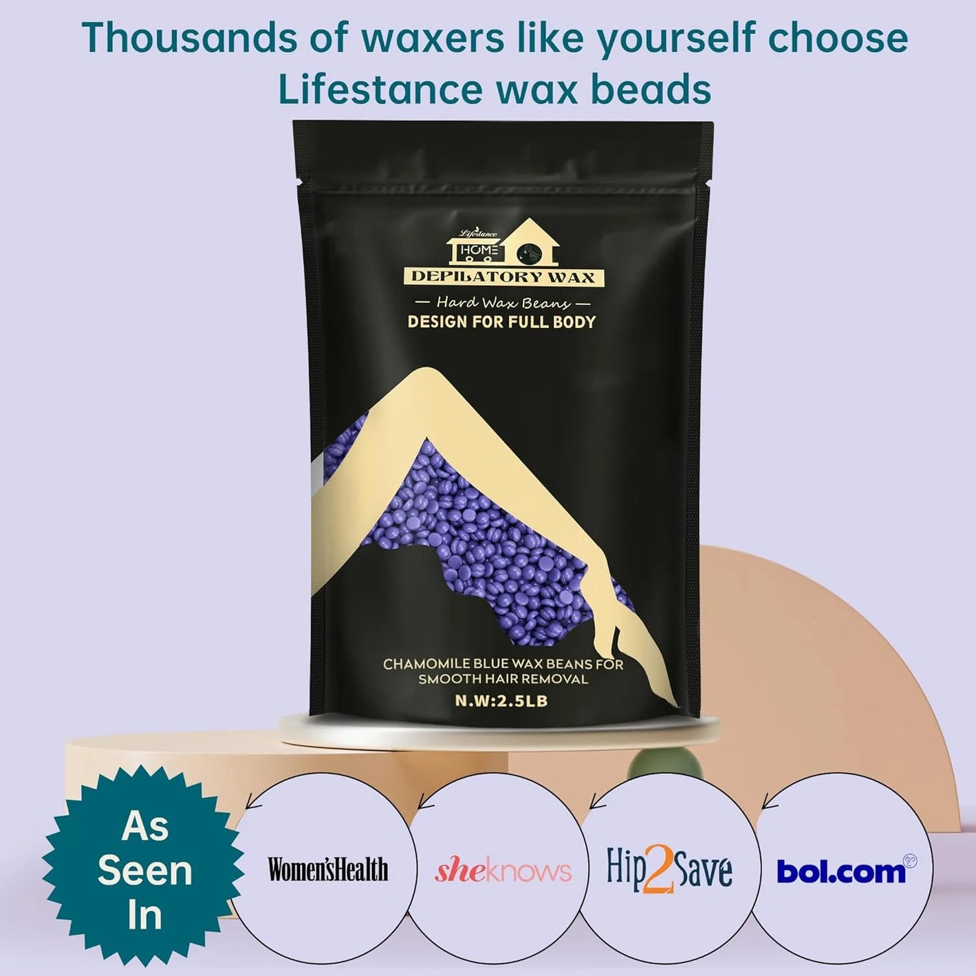 Lifestance 2.5lb/40oz Lavender Hard Brazilian Bikini Wax Beads Kit for at Home Sensitive Skin Hair Removal on Face, Body, Legs, Underarms, Eyebrow