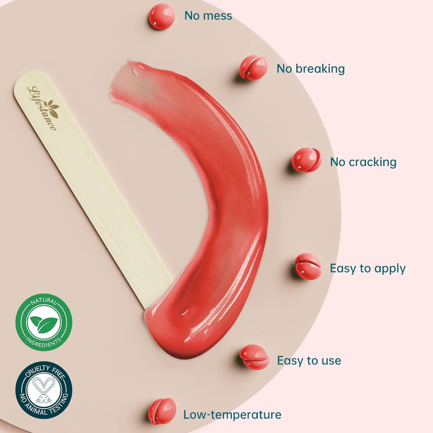 Lifestance Hard Wax Beads, 1lb Strawberry Red for Coarse Hair Removal, Painless Bikini and Body Waxing for Fine Hair - Wax Warmers at Home for Women and Men