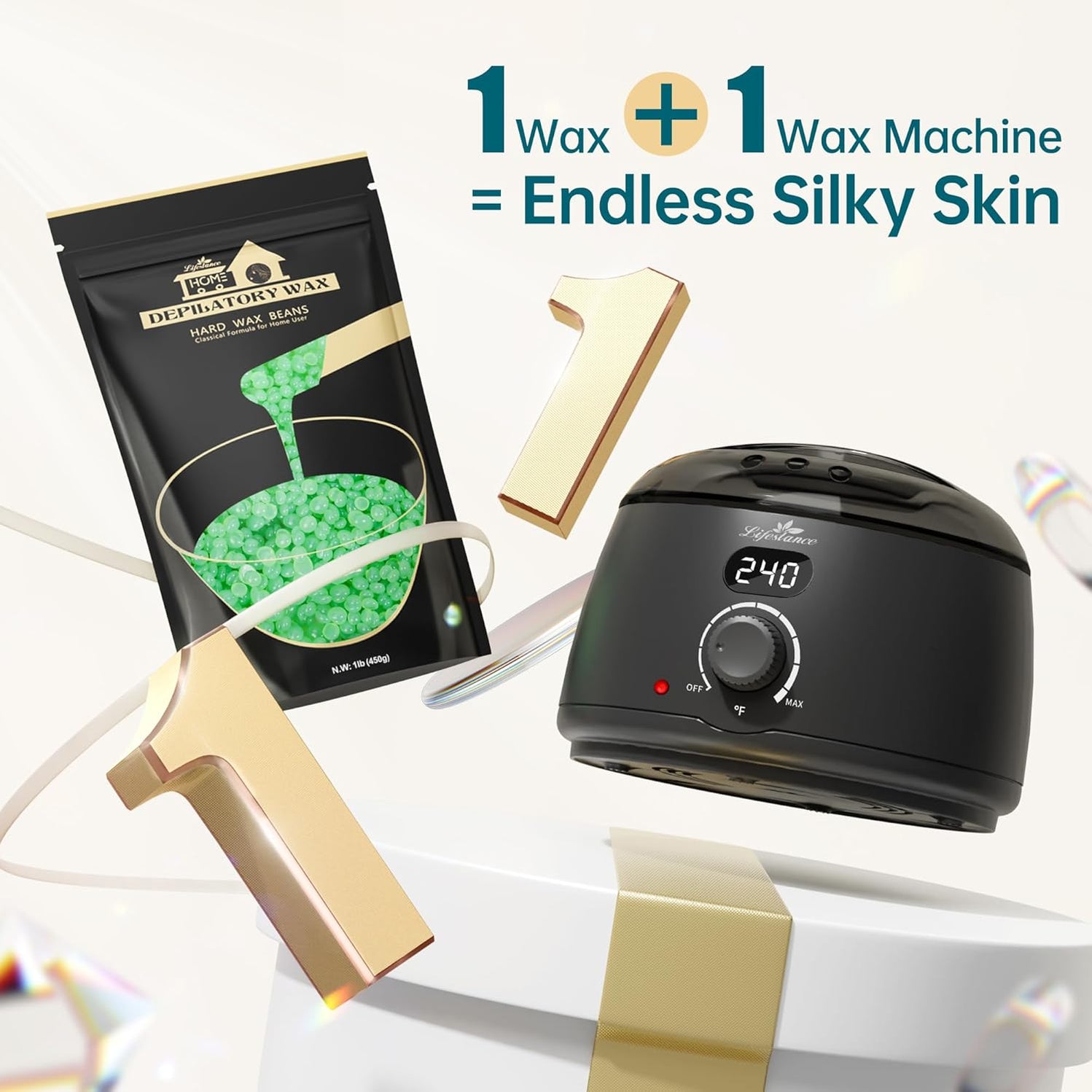 Lifestance Aloe Vera Wax Beads, Wax for Sensitive Skin, Hair Removal Wax Beans for Face, Legs, Coarse & Fine Hair, Pearl Beads, Unisex, 16 Ounce, 20 Count