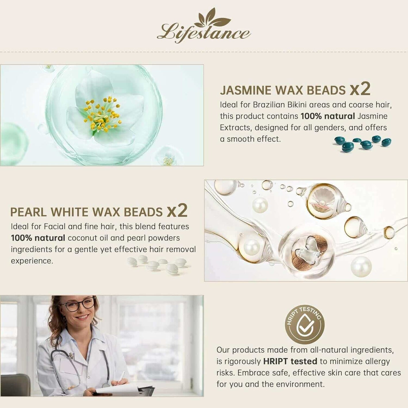 Lifestance Premium Waxing Kits are made of natural materials.