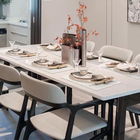 Lifestance Faux Leather Placemats Set of 6, Waterproof Heat Resistant Non Slip Dining Table Mats, 17x12 inch Rectangle Ivory White, Indoor Outdoor Use