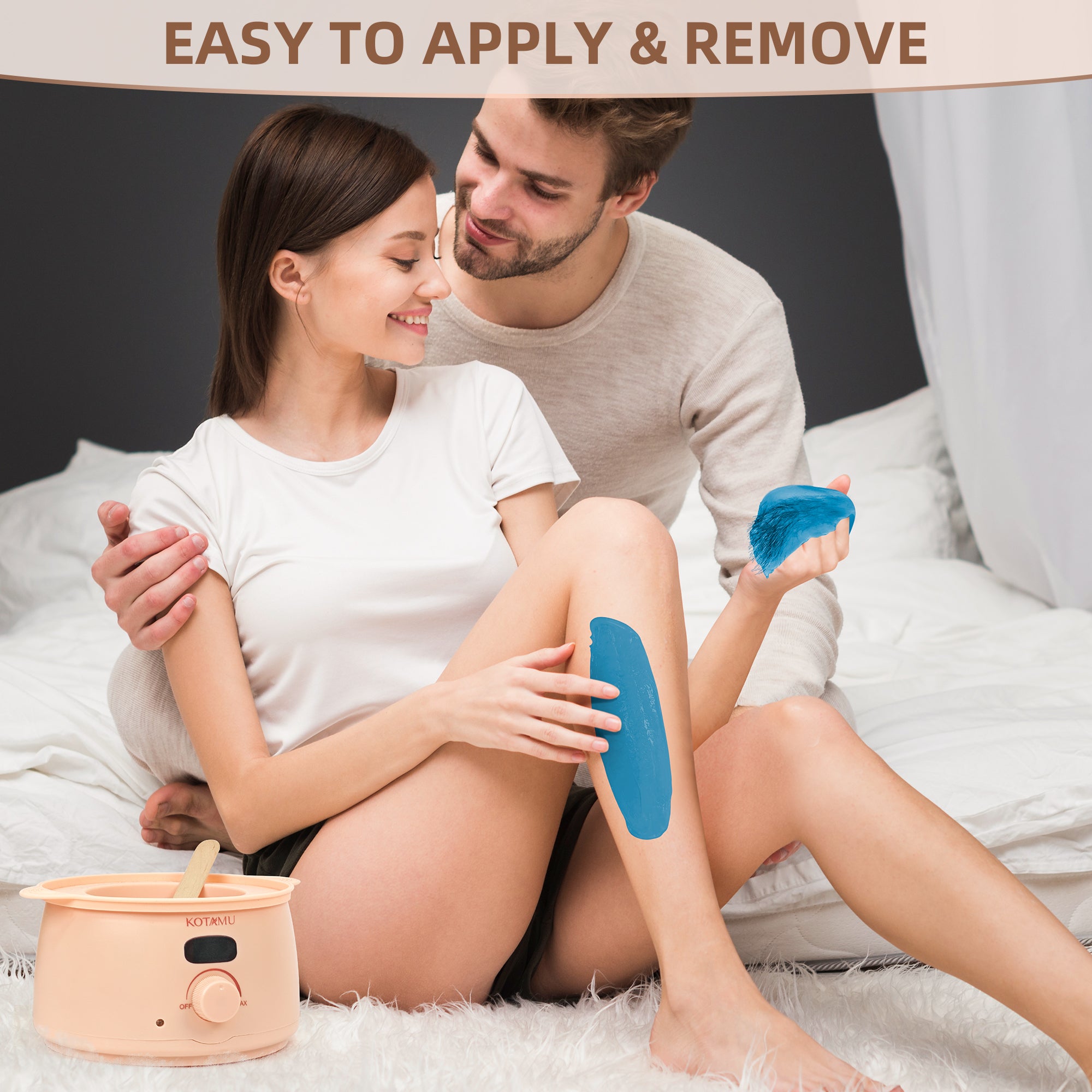 KOTAMU Wax Beads, 2.5lb Hard Wax for Bikini Brazilian Sensitive Skin Facial Leg Body Waxing, Professional Waxing Beads Target Coarse Hair Removal, Blue Wax Beans for Women Men at Home & Salon Use