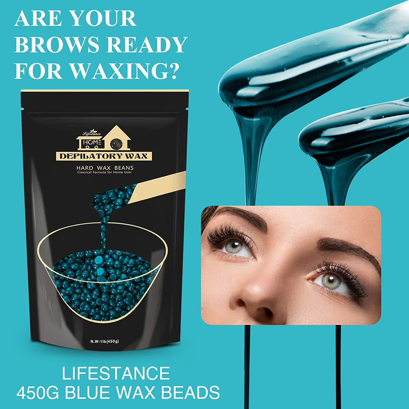 Lifestance 1lb/16oz Jasmine Brazilian Bikini Hard Wax Beads Kit for at Home Sensitive Skin Hair Removal on Face, Body, Legs, Underarms, Eyebrow