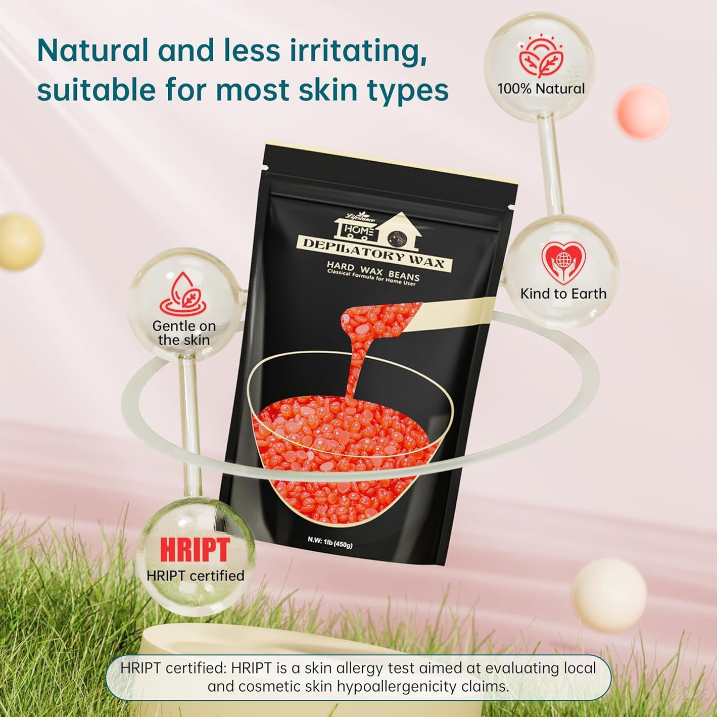 Lifestance Hard Wax Beads, 1lb Strawberry Red for Coarse Hair Removal, Painless Bikini and Body Waxing for Fine Hair - Wax Warmers at Home for Women and Men