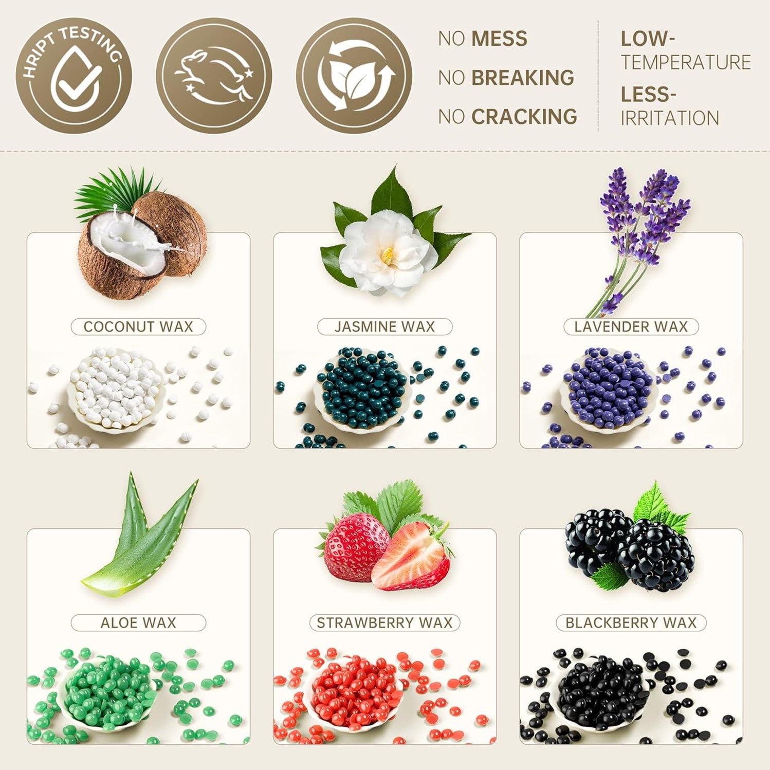 Lifestance Wax Beads Set, 6 Kinds of Waxing Beads, Hard Wax Beans with 44 Items, Perfect for Any Wax Warmers, Wax Beads for Hair Removal for Full Body Bikini Brazilian Underarm Eyebrow, Face Legs