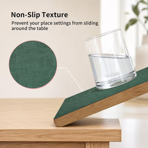 Lifestance Faux Leather Placemats Set of 6, Waterproof Heat Resistant Non Slip Dining Table Mats, 17x12 inch Rectangle Dark Green, Indoor Outdoor Use
