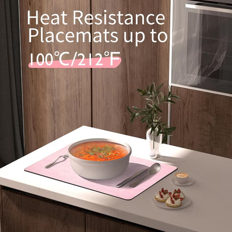 Lifestance Faux Leather Placemats Set of 6, Waterproof Heat Resistant Non Slip Dining Table Mats, 17x12 inch Rectangle Light Pink, Indoor Outdoor Use