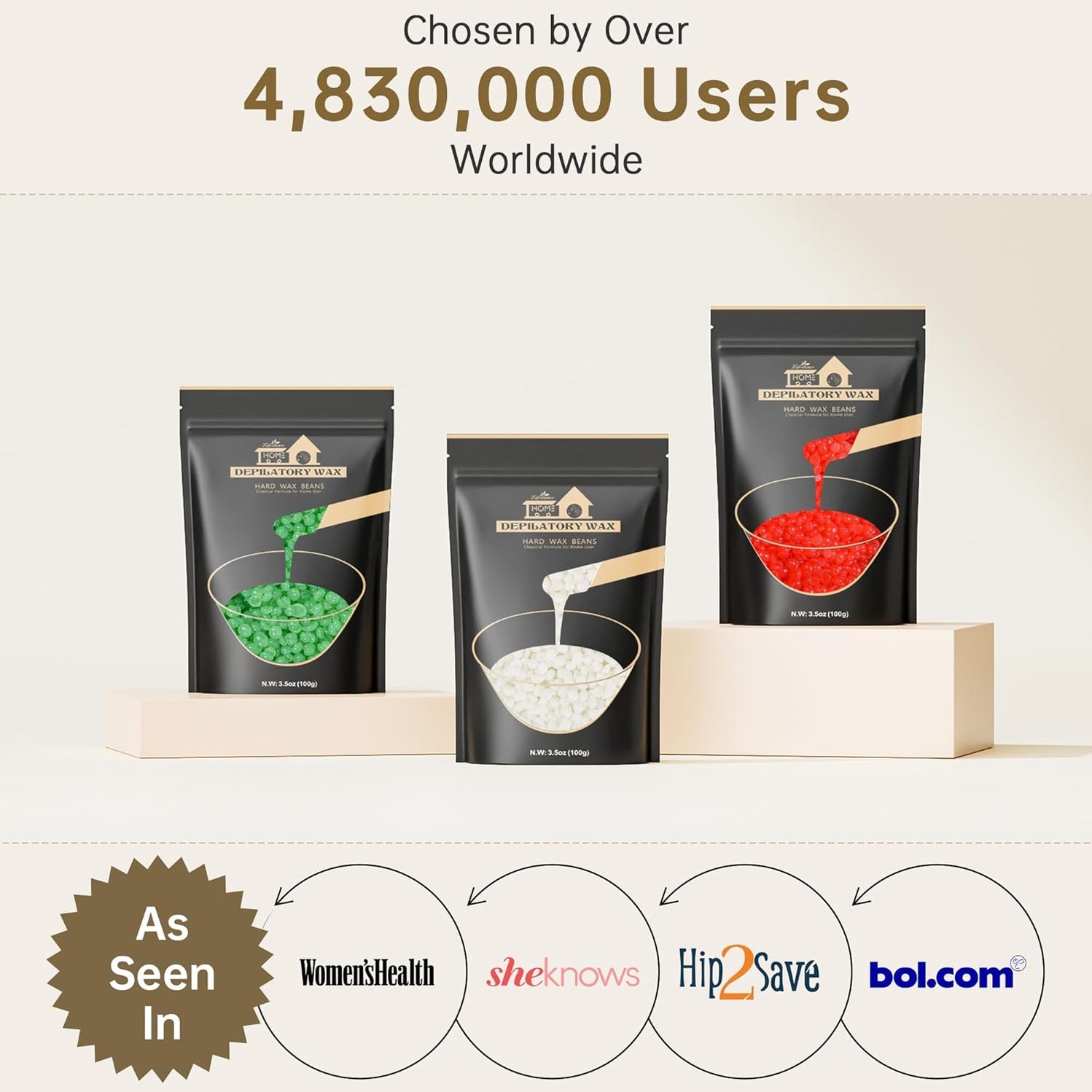 Lifestance Wax Beads, 3 Packs Waxing Beads, Hard Wax Beads with Aloe & Pearl-White & Strawberry, Perfect for Any Wax Warmers, Wax Beads for Hair Removal for Brazilian Bikini, Armpit, Face, Eyebrow