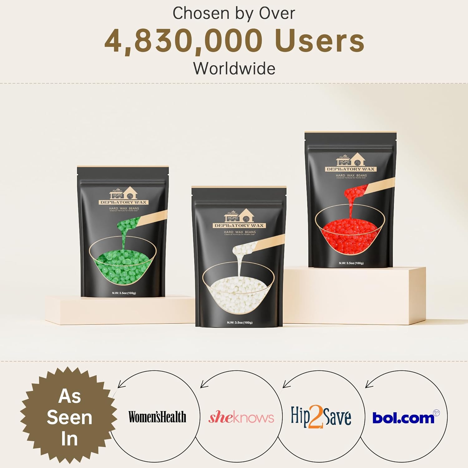 Lifestance Wax Beads, 3 Packs Waxing Beads, Hard Wax Beads with Aloe & Pearl-White & Strawberry, Perfect for Any Wax Warmers, Wax Beads for Hair Removal for Brazilian Bikini, Armpit, Face, Eyebrow