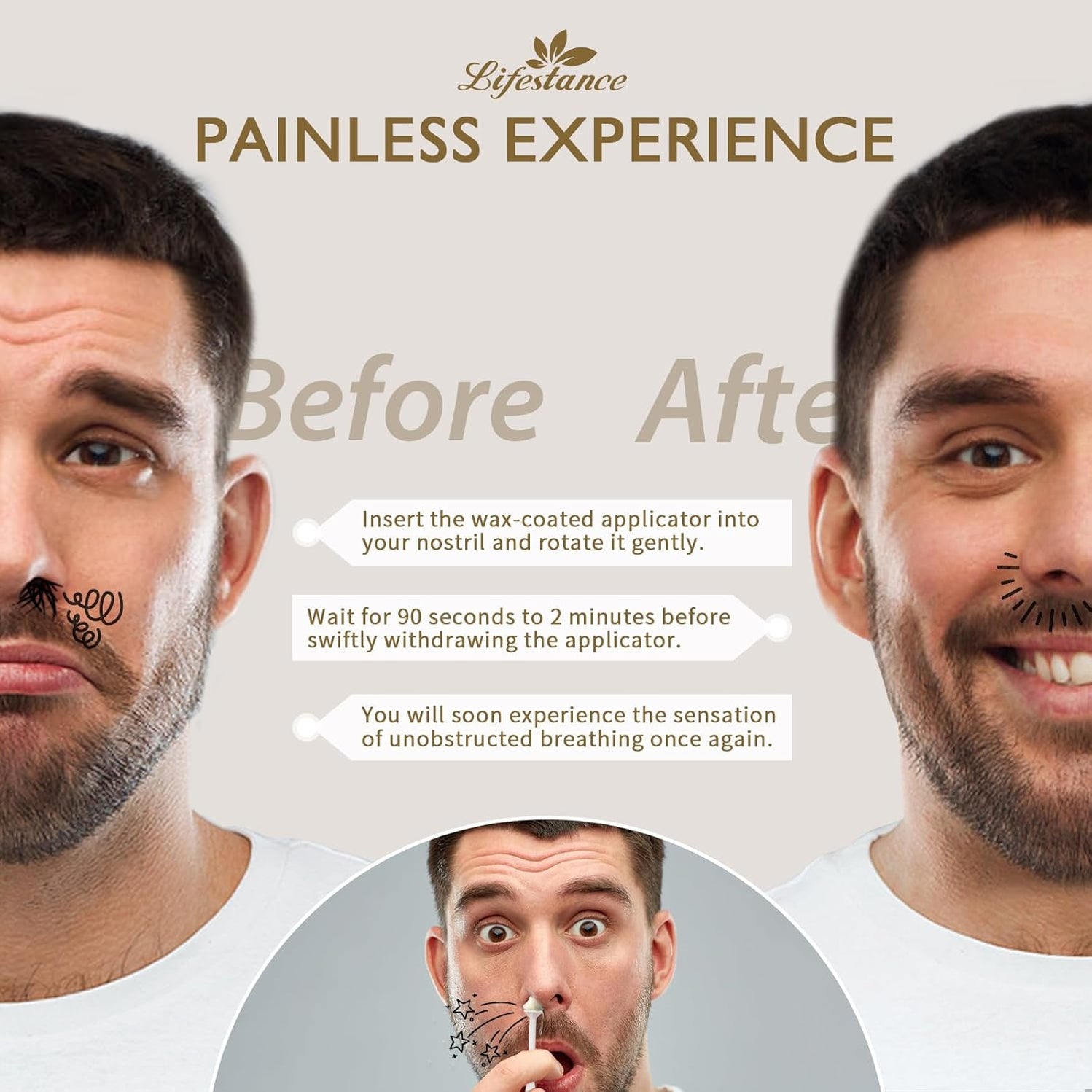 Lifestance Nostril Waxing Kit - Large Capacity Nose Hair Wax Kit - Nose Wax Kit for Women & Men with Balm Wipes and Mustache Guards