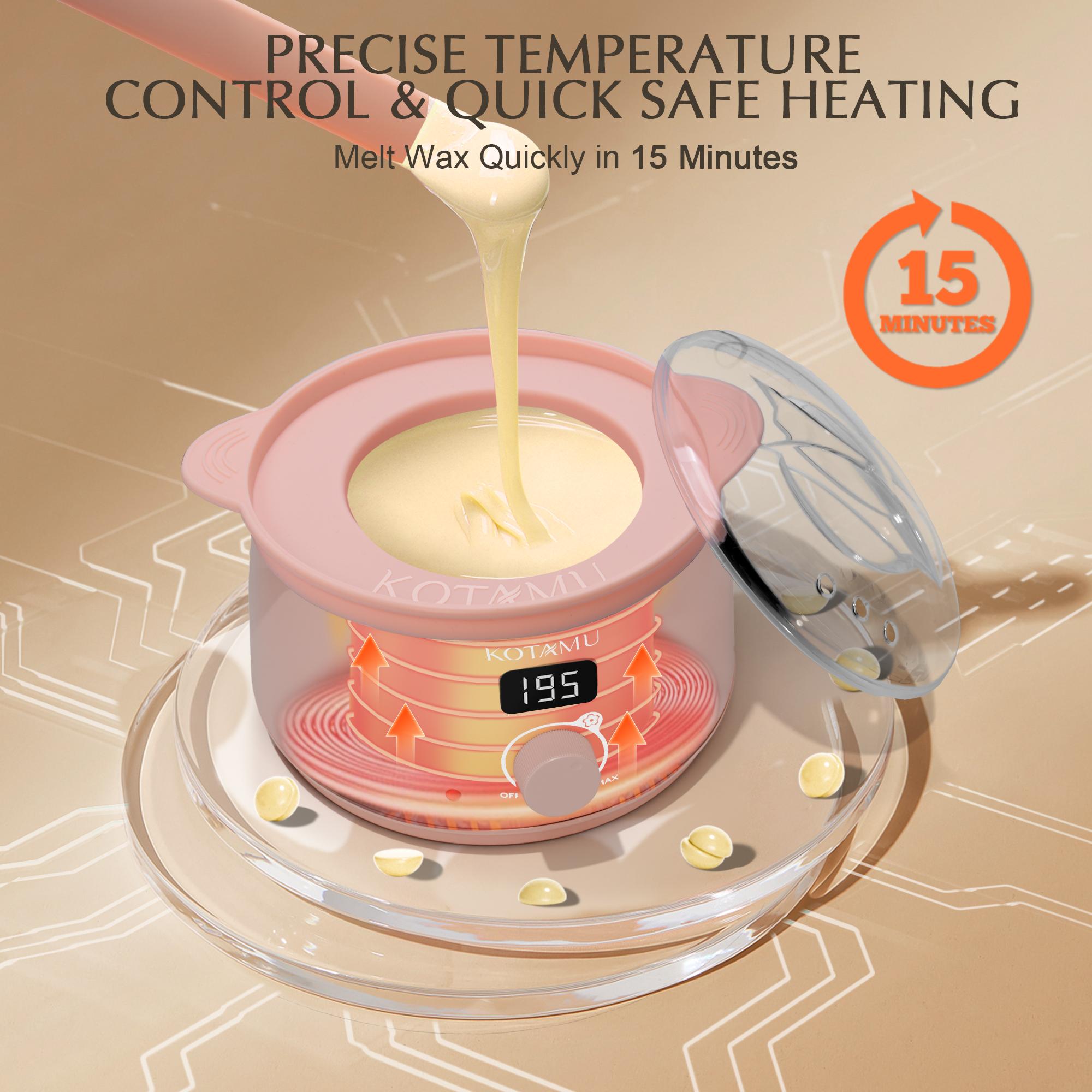 KOTAMU Wax Kit, Waxing Kit for Women Men Hair Removal, Digital Wax Machine for Face Eyebrow Bikini Brazilian Leg Body &Sensitive Skin, Pink Hard Wax Kit With Wax Pot & 44 Accessories for Home Salon