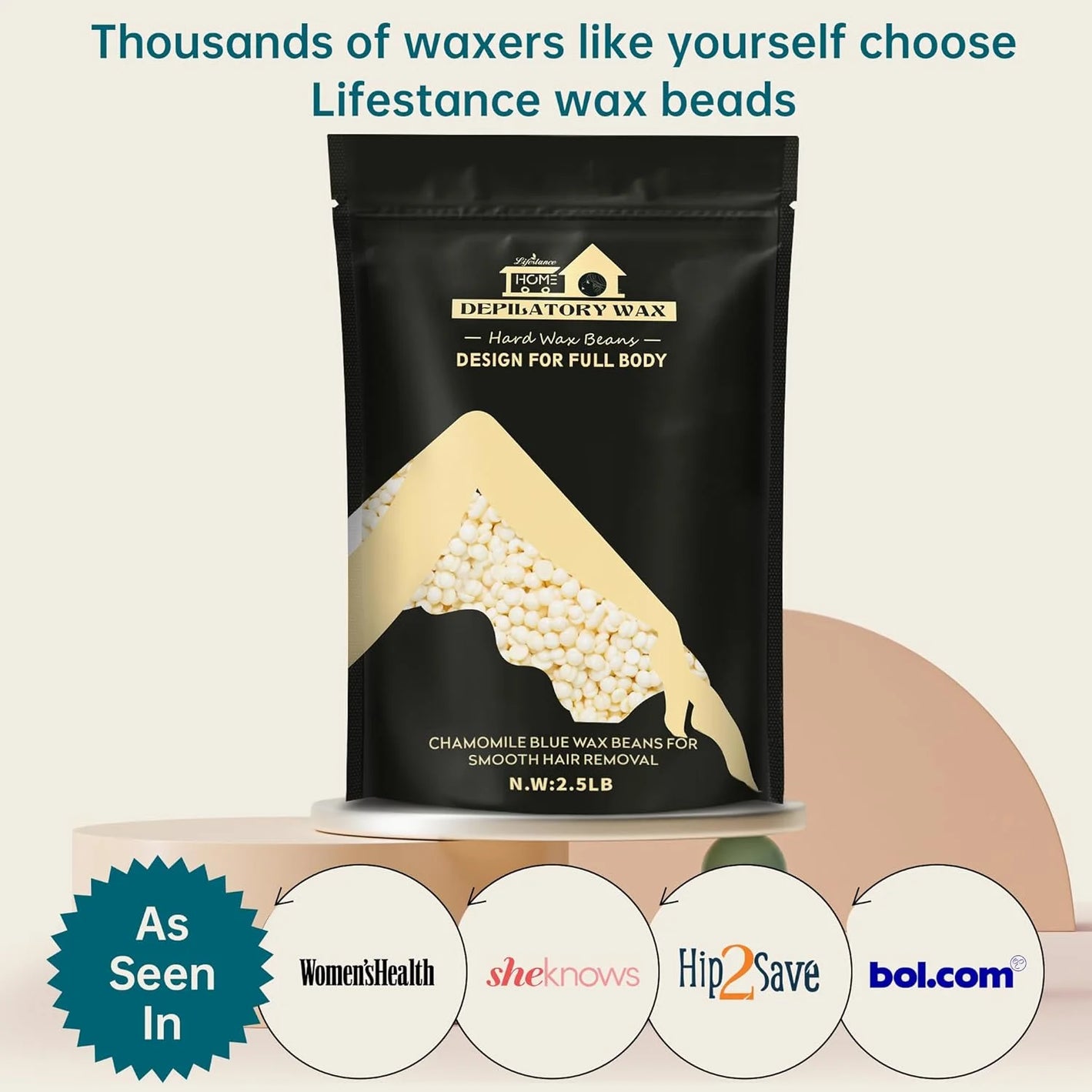 Lifestance 2.5lb/40oz Coconut Cream Hard Brazilian Bikini Wax Beads Kit for Hair Removal at Home Sensitive Skin Face and Full Body for Women & Men