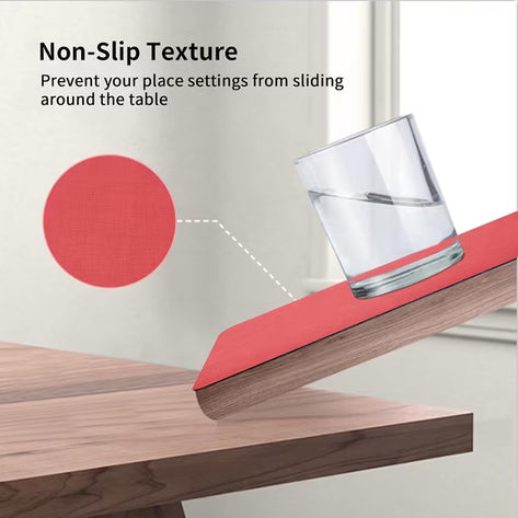 Lifestance Faux Leather Placemats Set of 6, Waterproof Heat Resistant Non Slip Dining Table Mats, 17x12 inch Rectangle Light Red, Indoor Outdoor Use