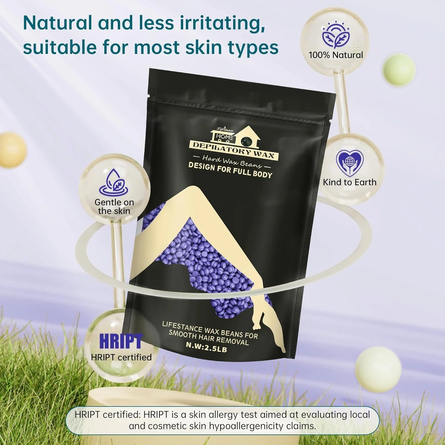 Lifestance 2.5lb/40oz Lavender Hard Brazilian Bikini Wax Beads Kit for at Home Sensitive Skin Hair Removal on Face, Body, Legs, Underarms, Eyebrow