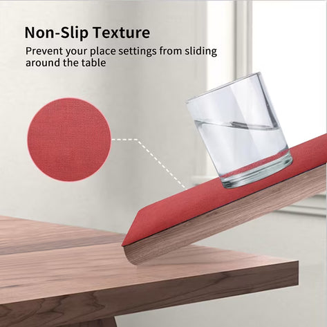 Lifestance Faux Leather Placemats Set of 6, Waterproof Heat Resistant Non Slip Dining Table Mats, 17x12 inch Rectangle Red, Indoor Outdoor Use